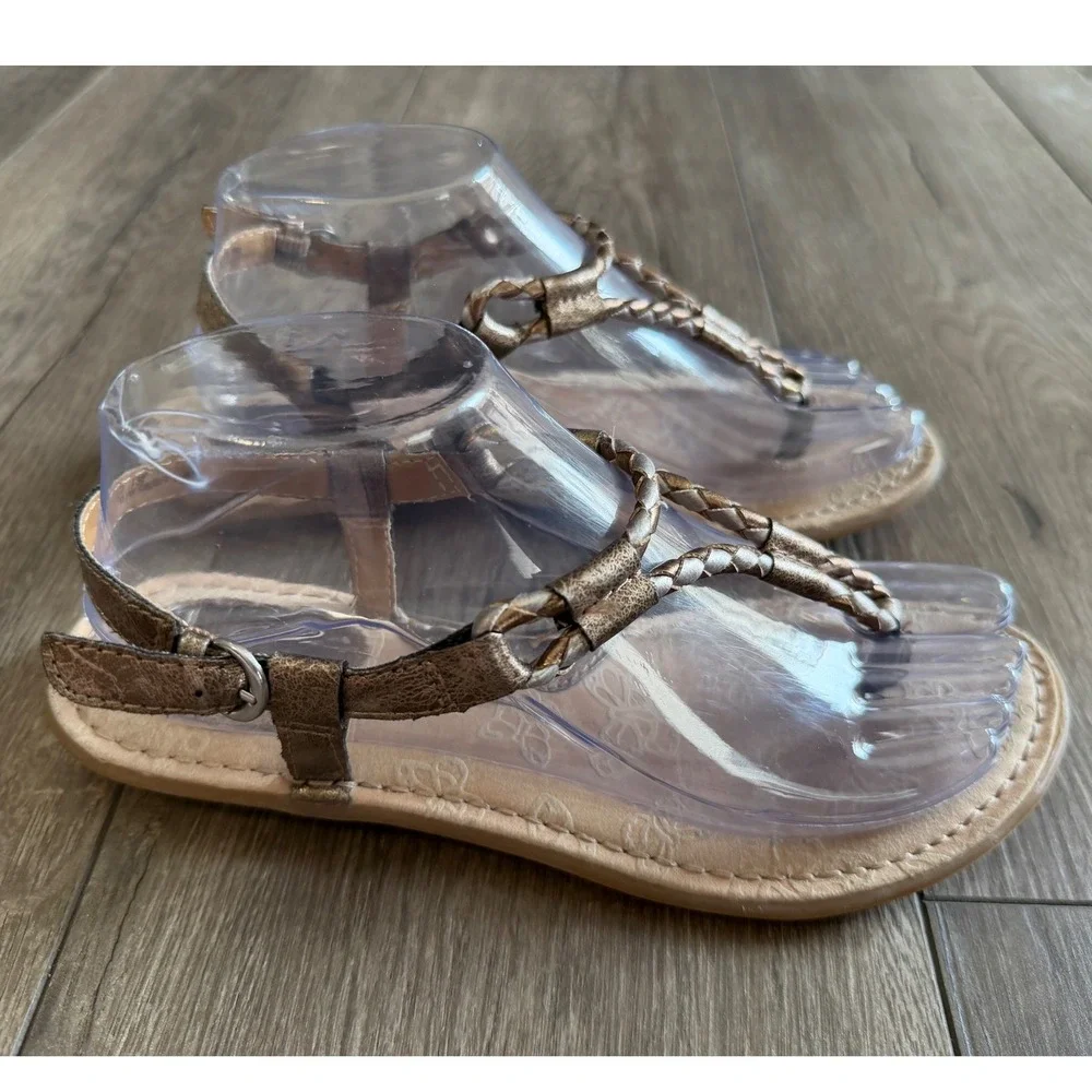 b.o.c. Born Concept Womens Bronze Braided Thong Sandals C66570 Size 7/38